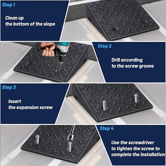Rubber Curb Ramp, 7" Rise Height 2 Pack, Heavy-Duty 3 T Capacity Threshold Ramps, 19.7" L x 19.7" W Driveway Ramps for Cars, Wheelchairs, Bikes, Motorcycles