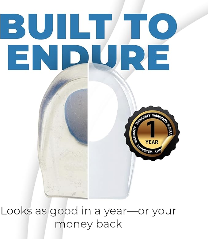 Gel Silicone Heel Cups/Pads, 2 Pack, for Achilles Tendonitis, Shoe Wedge Inserts for Plantar Fasciitis, Bone Spur, Foot Pain Relief Support, Comfort Cushion Insoles for Women/Men