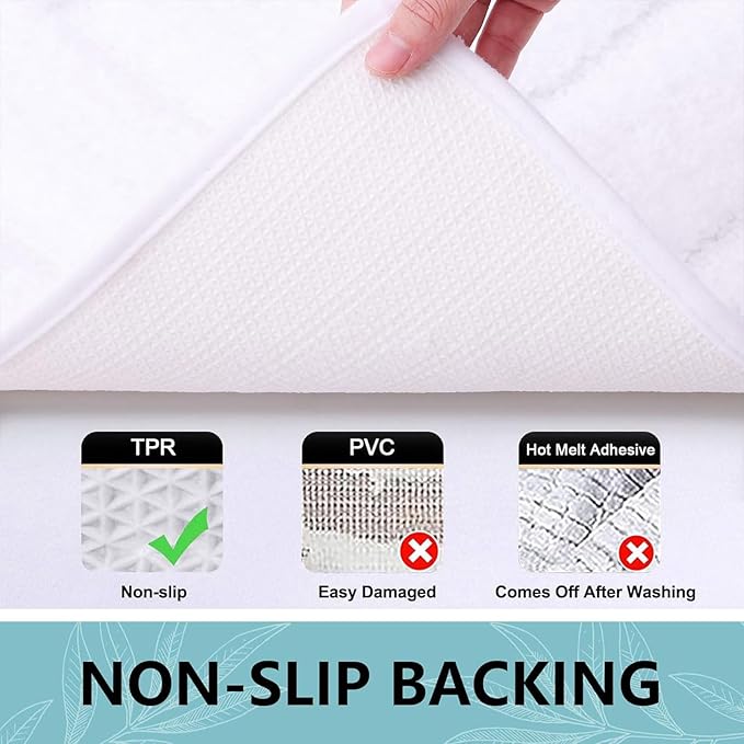 Buganda Bathroom Rugs, 36" x 24", Soft and Absorbent Microfiber Bath Rugs, Non-Slip Shaggy Shower Carpet, Machine Wash Dry Bath Mats for Bathroom Floor, Tub and Shower, White