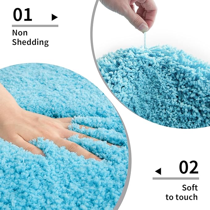 Teal Bathroom Rug 24x48 Non Slip Fluffy Bath Mat for Bathroom Floor Washable Plush Luxury Bath Rug for Tub Soft Shaggy Absorbent Shower Sink Mat