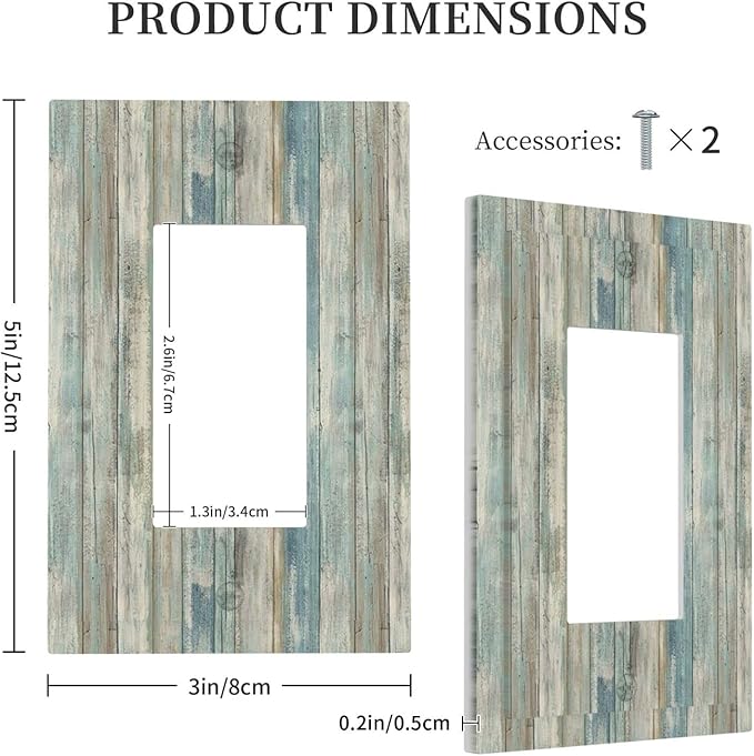 Tea Vintage Wood Plank Distressed Grain Rustic Board Single Rocker Light Switch Cover 1 Gang Outlet Cover Decorative Gfci Electrical Wall Plate Dimmer Switchplate for Farmhouse Home Decora