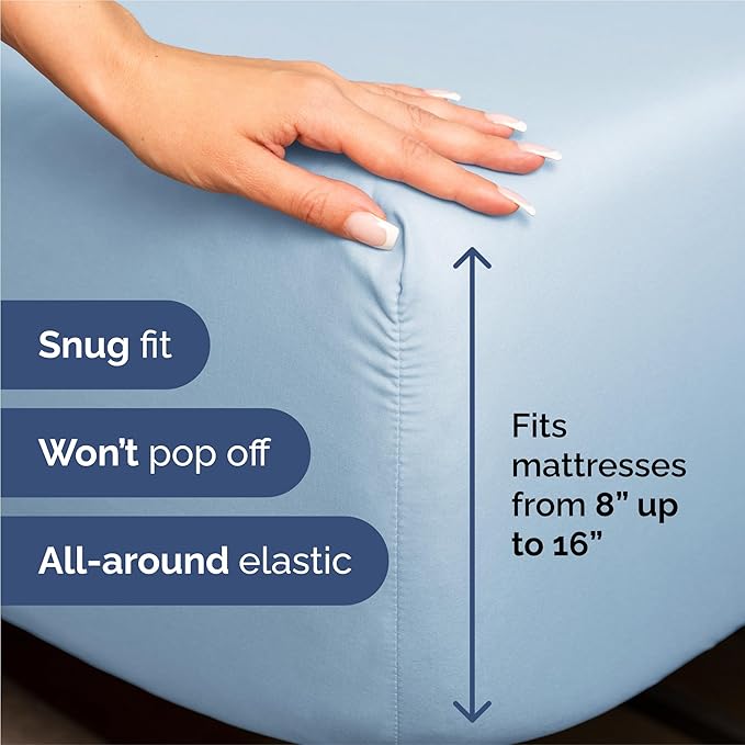 Split King 7 Piece Sheet Set - Cooling & Breathable Bed Sheets - Hotel Luxury Bed Sheets for Women, Men, Kids & Teens - Deep Pockets - Easy Fit - Soft and Wrinkle Free - Split King Light Blue Sheets