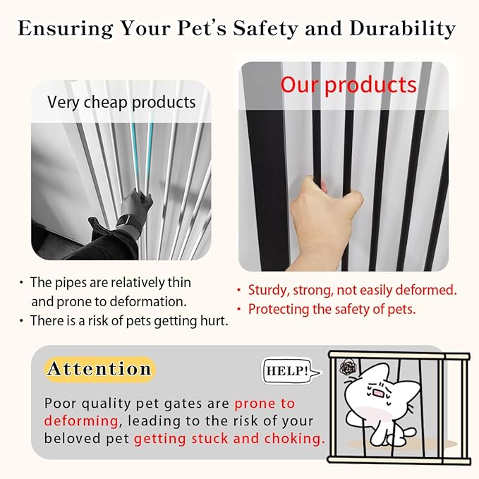 Lumizone Extra Tall Cat Gate 61.02" High Pressure Mounted Extra Wide 2025 New (17 Sizes) 1.37" Gap No Drilling Auto-Close One-Handed Operation Tall Pet Gate for Dogs(Black, 61.02" H x 42.52"-46.64" W)