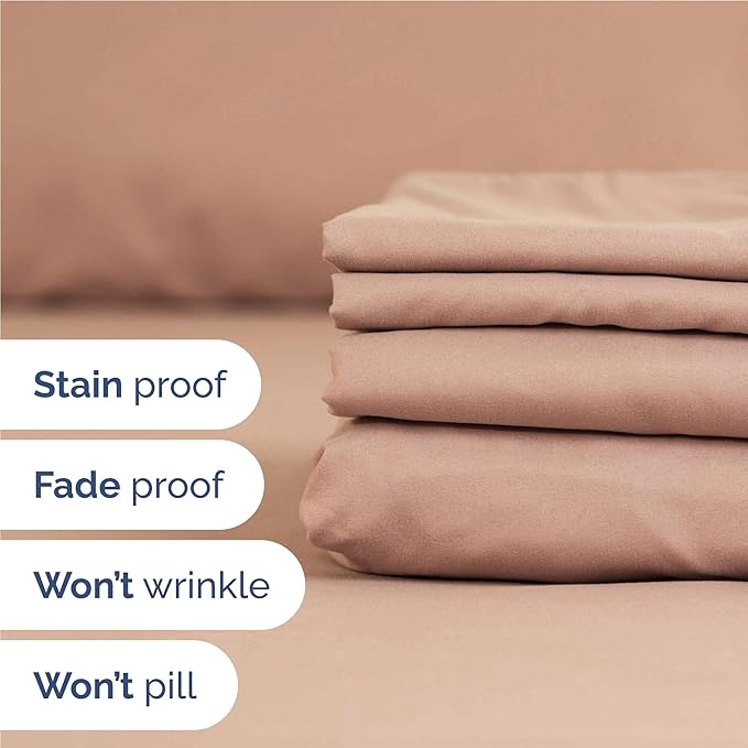 Full 6 Piece Sheet Set - Cooling & Breathable Bed Sheets - Hotel Luxury Bed Sheets for Women, Men, Kids & Teens - Comfy Bedding with Deep Pockets & Easy Fit - Soft and Wrinkle Free - Full Mauve Sheets
