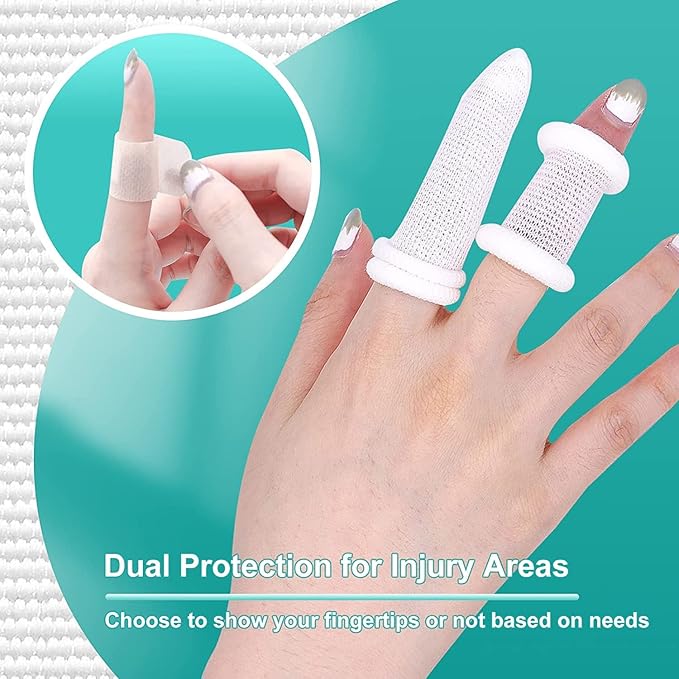 Dimora Finger Cots, Pack of 60 (Medium Size) Finger Protectors, Breathable Bandages for Wound Care, Stretchy Sleeves for Gardening, Fitness and Cargo Handling, White