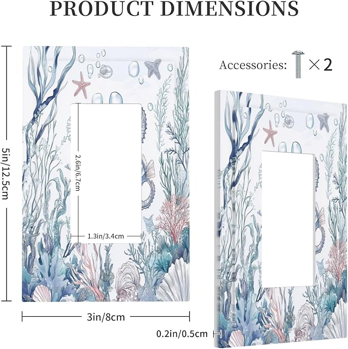 Decorative Outlet Covers Ocean Coral Seahorse Seashell Starfish 1 Gang Single Rocker Light Switch Cover Plate Wall Plates Gfci Faceplate For Bathroom Home Decor