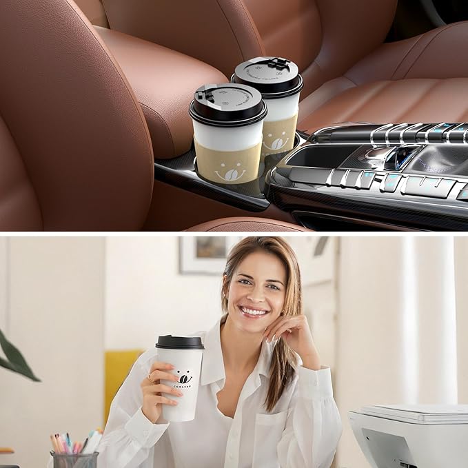 Coffee Cups with Lids and Sleeves, 16 Ounce 200 pack To Go Coffee Cups with Lids, Paper Hot Cups for Hot & Cold Beverage (White, 16 Ounce)