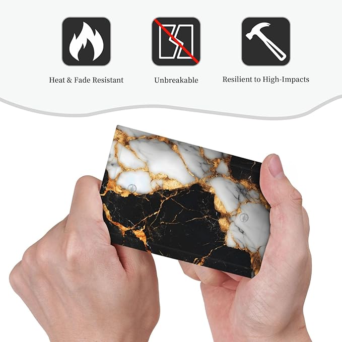 Decorative Light Switch Cover Plate Black Gold Marble 1 Gang No Device Single Blank Outlet Covers Wall Plate Switch Plate Covers for Country Bathroom Bedroom Decor