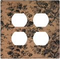 Decorative Switch Plate Covers Vintage Floral Botanical Brown Background 2 Gang Outlet Covers Double Duplex Light Switch Cover Plate Gfci Wall Plate for Bathroom Bedroom Decor