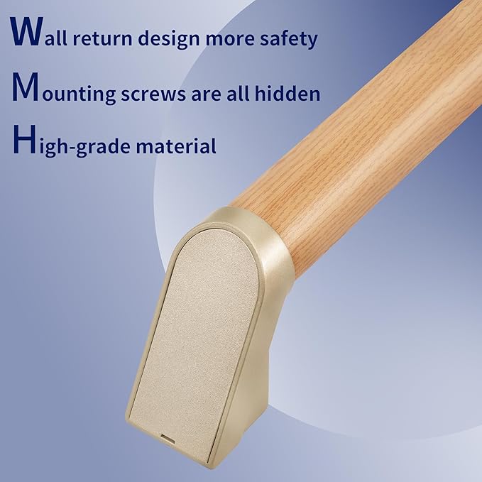 13 FT Modern Aluminum Handrail Set - ADA Compliant Indoor & Outdoor Stair Railing. 1.4" Diameter Grab Bar. Wall-Mounted with 90°Wall Return End. Ideal for Safe Grip，Rust Free(Cherry Wood Grain, 13FT)