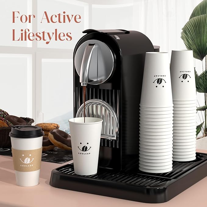 Coffee Cups with Lids and Sleeves, 16 Ounce 100 pack To Go Coffee Cups with Lids, Disposable Hot Coffee Paper Cups Bulk for Hot Beverage (16 Ounce, White) | with Lids, and Sleeves, To Go Coffee Cups, with Lids, Bulk, for Hot Beverage