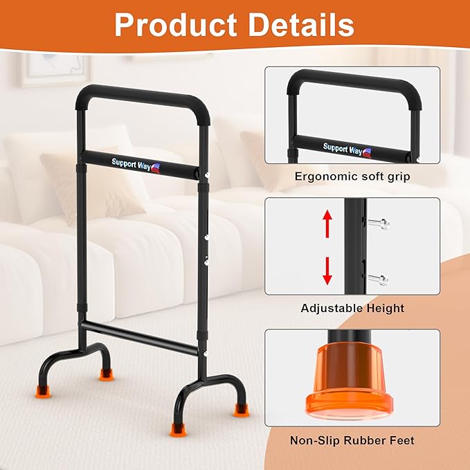 Stand Assist for Chair & Couch, Height Adjustable Mobility Aid for Seniors, Lightweight Metal Frame with 600lb Capacity