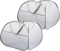 2 Pack Collapsible Laundry Baskets, 90L Large Foldable Laundry Basket, Durable Mesh Pop Up Hampers for Laundry, Dirty Clothes Laundry Hamper for Bedroom, Bathroom, Dorm, Laundry Room, Travel Grey