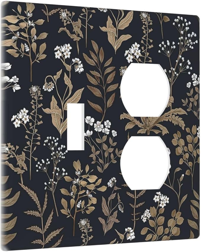 Wallplates Vintage Floral Wildflowers Plant 1 Toggle 1 Duplex Switch Plate Electrical GFCI Faceplate Decorative Light Switch Covers for Bathroom Home Decor