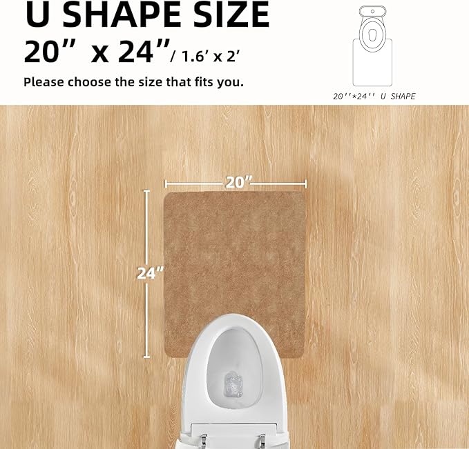 Toilet Rug, Thin Toilet Rugs U Shaped Washable Non Slip Absorbent Quick Dry Low Pile Toilet Mat, 20"x24" U Shape Camel