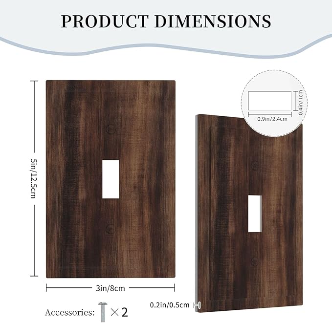 Decorative Light Switch Covers Rustic Farmhouse Brown Wood Barn Door 1 Gang Light Switch Cover Plate Single Toggle Wall Plate Outlet Covers Wall Plate Dimmer Faceplate for Bathroom Decor