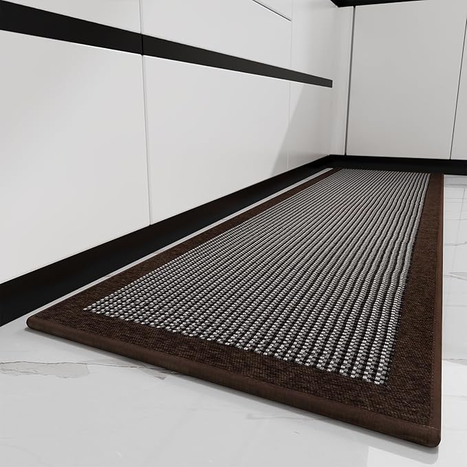 PADOOR Kitchen Rugs and Mats Non Skid Washable - Non Slip Absorbent Kitchen Runner Rugs for Floor, Machine Washable Standing Mats for in Front of Sink,Entryway,Entrance,Door(20"x32",Dark Brown)
