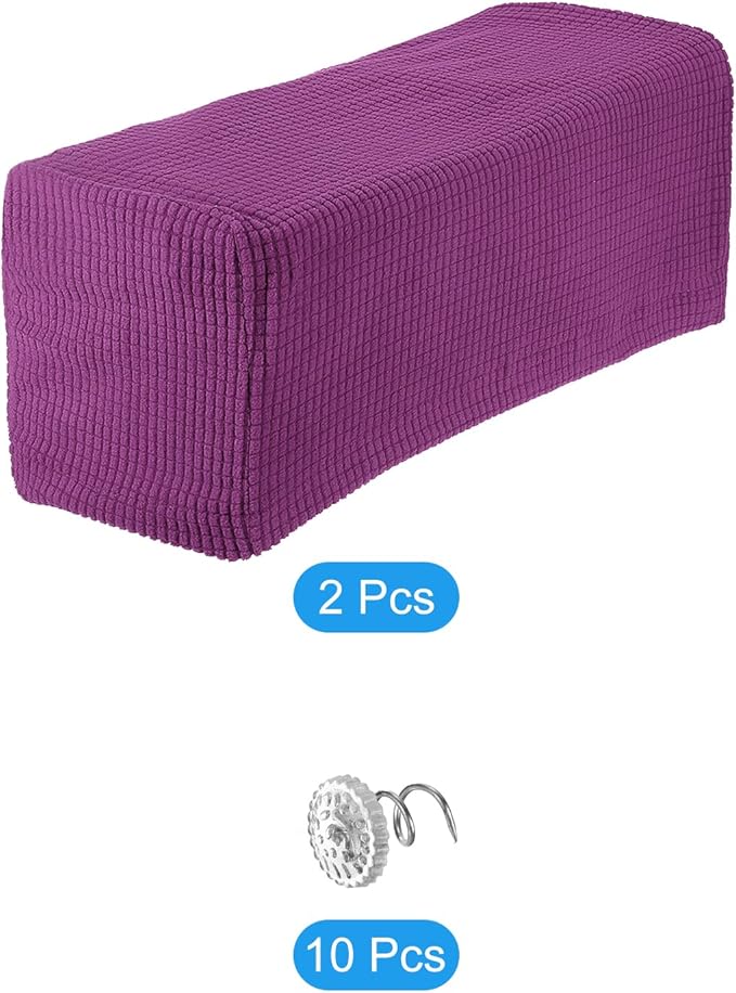 uxcell 2pcs Stretch Armrest Covers for Chairs/Sofas, Couch Arm Covers with Twist Pin, Furniture Protector Slipcovers Purple