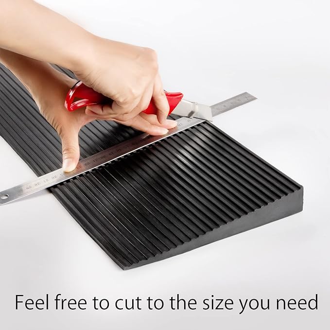 0.6'' Rise Solid Rubber Wheelchair Ramp,Threshold Ramp Used for Thresholds,Doorways and Bathroom (High:0.6 Inch(Pack of 1)) Black