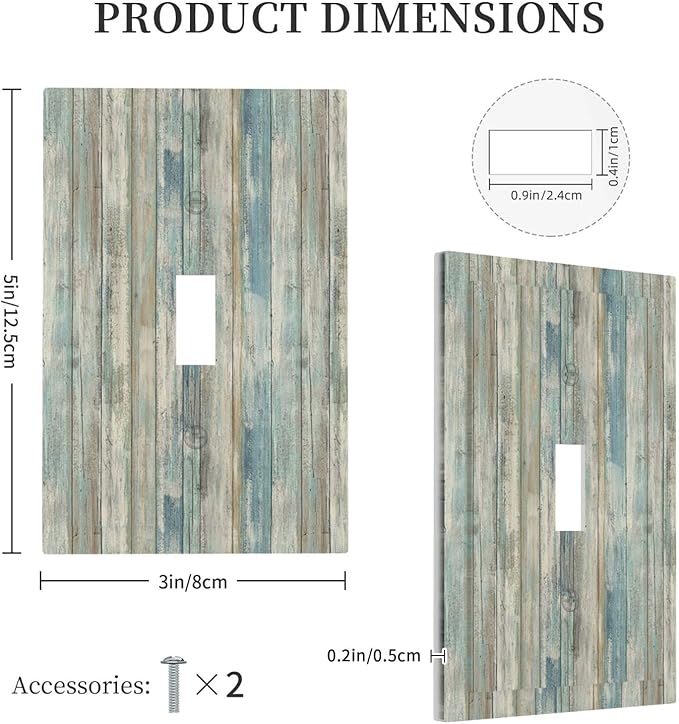 Tea Vintage Wood Plank Distressed Grain Rustic Shiplap Board Single Toggle Light Switch Covers Decorative 1 Gang Wall Plates Cover Electrical Device Switchplate for Farmhouse Bathroom Decor