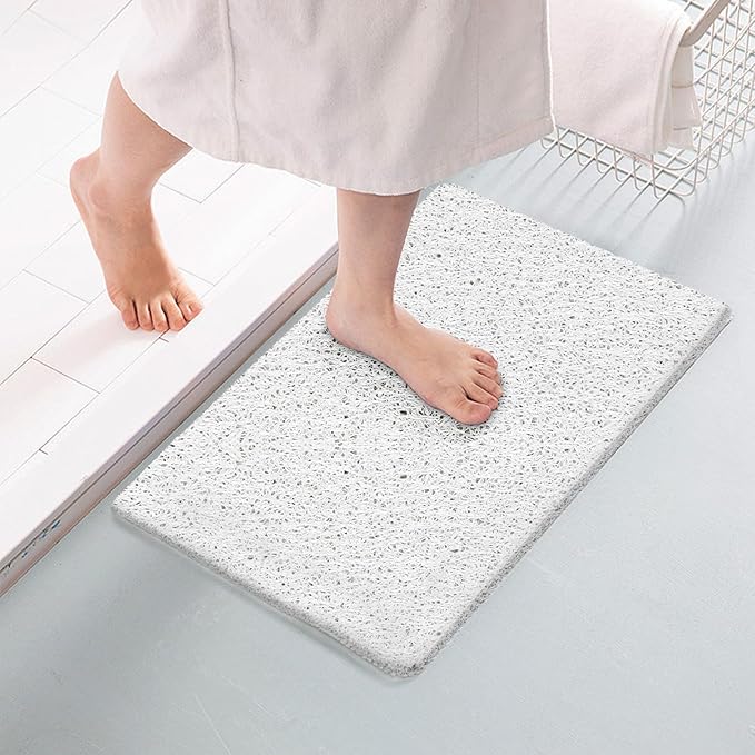 Joyhalo Shower Mat Bathtub Mat Non Slip, Bathmats Non Slip, Quick Drying Foot Scrubber Loofah Mats for Shower, Tub, Bathroom, Home, 31.5x16inch, White