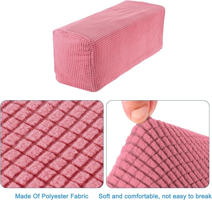 uxcell 2pcs Stretch Armrest Covers for Chairs/Sofas, Couch Arm Covers with Twist Pin, Furniture Protector Slipcovers Pink