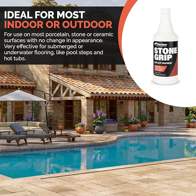 Stone Grip Industrial (Gallon) Non-Slip Floor Treatment for Tile and Stone to Prevent Slippery Floors. Indoor/Outdoor, Residential/Commercial, Works in Minutes for Increased Traction