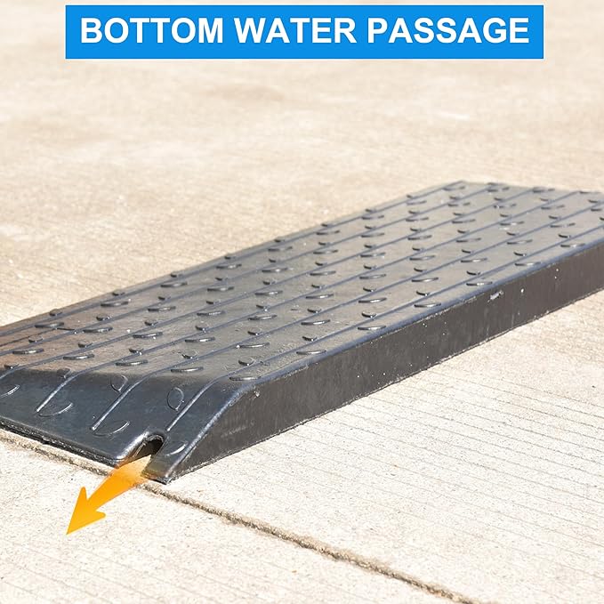 OrangeStar Rubber Threshold Ramp for Doorways, 2.5" Rise Non-Slip Wheelchair Ramp, 33000lbs Load Capacity, Rubber Curb Ramp for Wheelchair, Scooter, Black