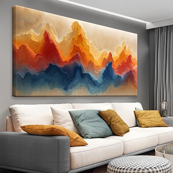 Suconvng Large Abstract Wall Art For Living Room Modern Canvas Decorations Maximalist Colorful Canvas Wall Art Decor Prints Picture For Bedroom Kitchen Office Home Wall Decor Artwork 29" × 58"