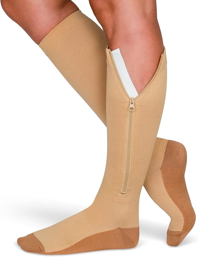 TheraMagic® Zipper Compression Socks for Men & Women, 20-30mmHg Closed Toe Graduated Zippered Compression Stocking