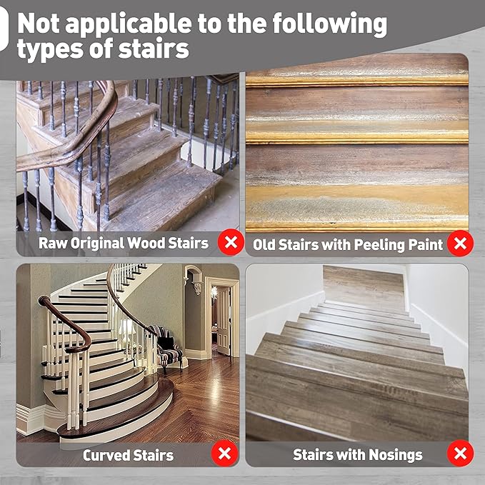 PURE ERA Bullnose Carpet Stair Treads Set Tape Free Non-Slip Indoor Stair Protectors Pet Friendly Rugs Covers Soft Skid Resistant Washable Reusable 9.5" x 30"(2 Pieces,Light Gray)