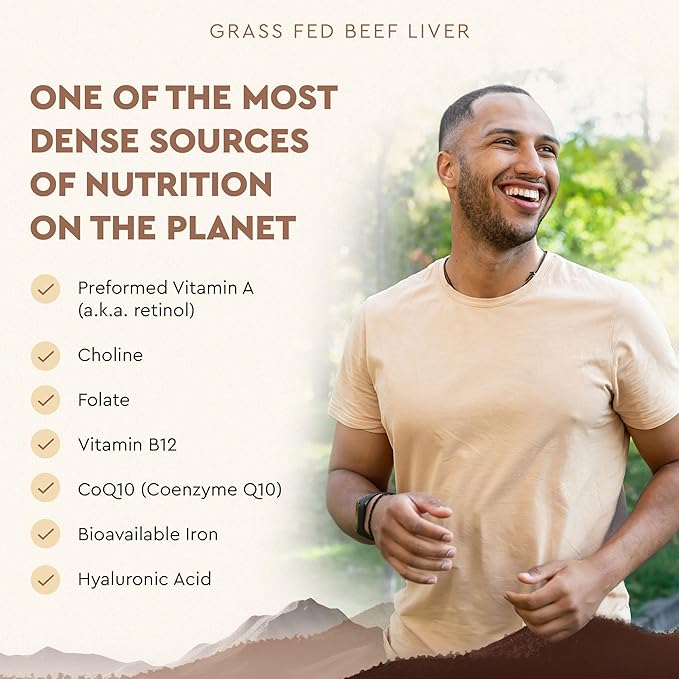 Ancestral Supplements Grass Fed Beef Liver 180 Capsules, Supports Energy Production, Detoxification, Digestion, Immunity and Full Body Wellness, Non-GMO, Freeze Dried Liver Health Supplement