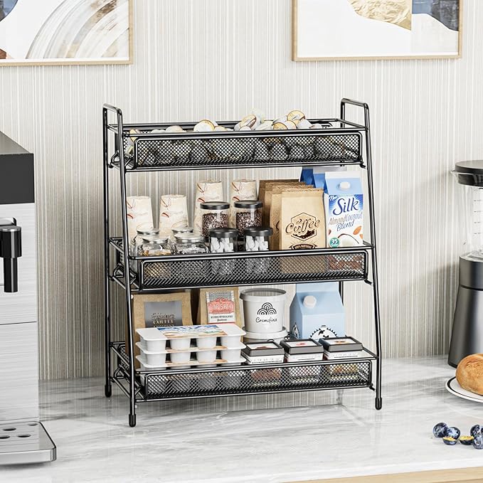 EKNITEY Bathroom Countertop Organizer Rack - 3 Tier Counter Spice Rack Metal Makeup Rack Small Perfume Vanity Organizer for Sink/Bedroom/Living Room/Kitchen/Office