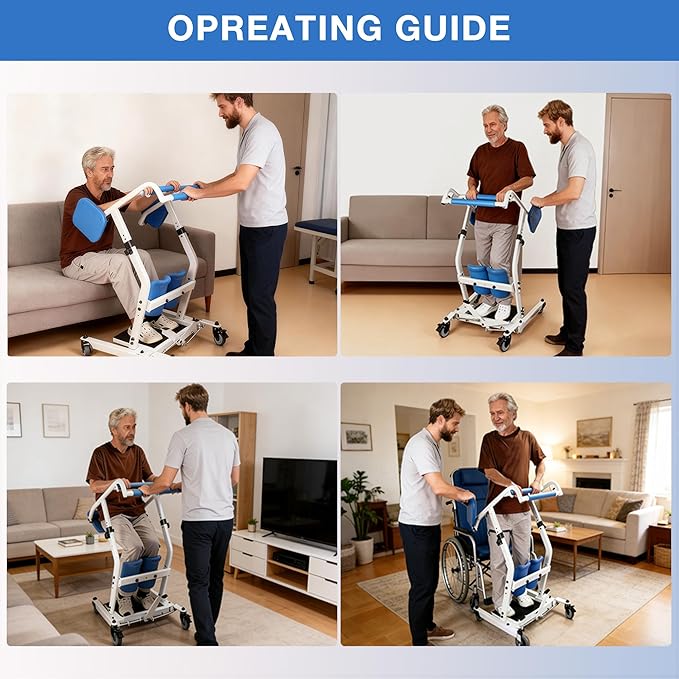 Stand Assist Lift – Sit to Stand Patient Transfer Chair for Elderly & Disabled, 400 lbs Capacity Lift Aid with Adjustable Height – Home & Nursing Care Mobility Support,Blue