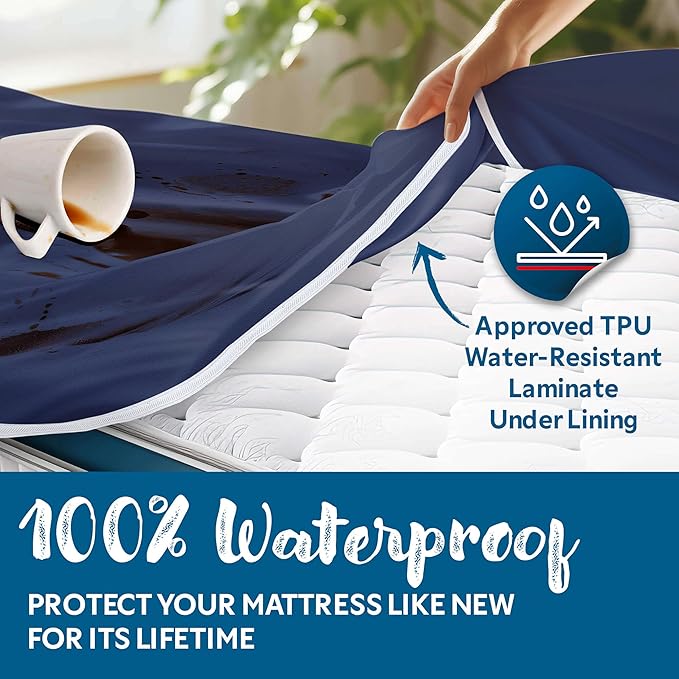 Guardmax Jersey Knitted Cot Size Zippered Mattress Encasement - Waterproof & Bed Bug Proof Mattress Protector - Comfortable, Soft, and Noiseless Zippered Bedding - Dust Mite Proof (33 x 75 x 10)