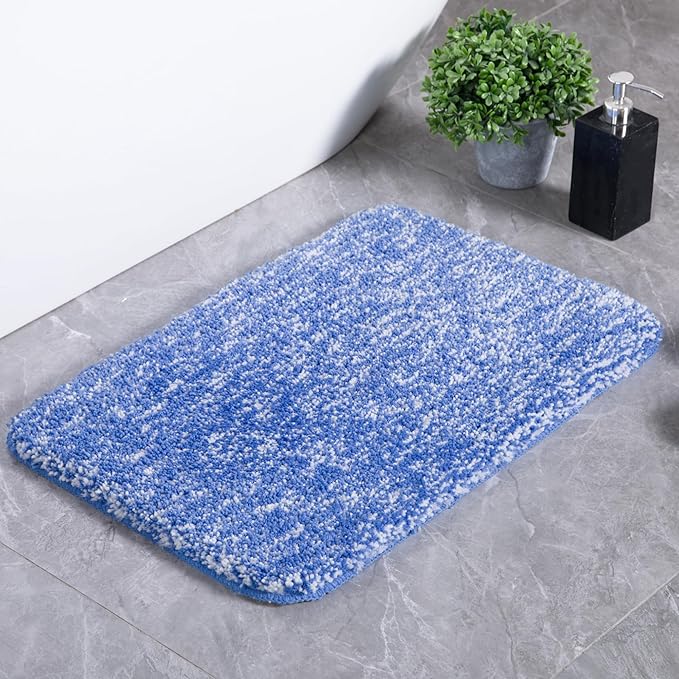 Luxury Quick Dry Non-Slip Bathroom Rugs【17'' x 24'' Night Blue】 Highly Absorbent Washable and Ultra Soft, Extra Thick Fluffy Bath Mats for Shower/Kitchen/Bathtub Floor
