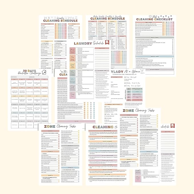ADHD Cleaning Planner for Adults, Fully Customizable Daily, Weekly, Monthly & Yearly Home Chore Checklists, Stress-Free Household Management System with Visual Task Tracking（A5）