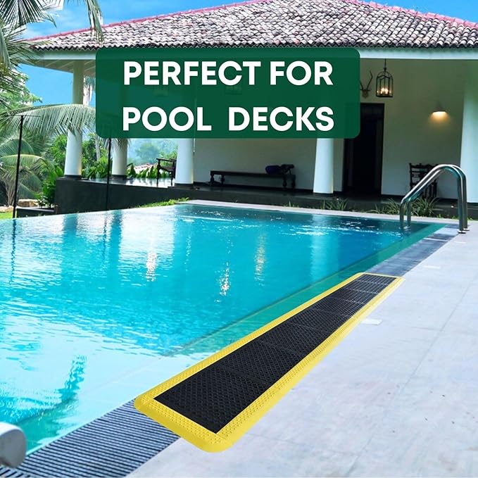 BESEA 8-Pack Interlocking Rubber Floor Mats, 21.6" Shock-Absorbing, Anti-Fatigue Tiles, Heavy-Duty, Waterproof & Anti-Slip, Modular Garage, Gym, Workshop Flooring