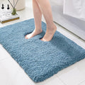 Bathroom Rugs 36x24, Ultra Thick Shaggy Soft Microfiber Absorbent Bath Rug, High Density Foam Latex Non Slip Backing, Machine Washable Bath Mats for Bathroom Floor & Sink, Blue