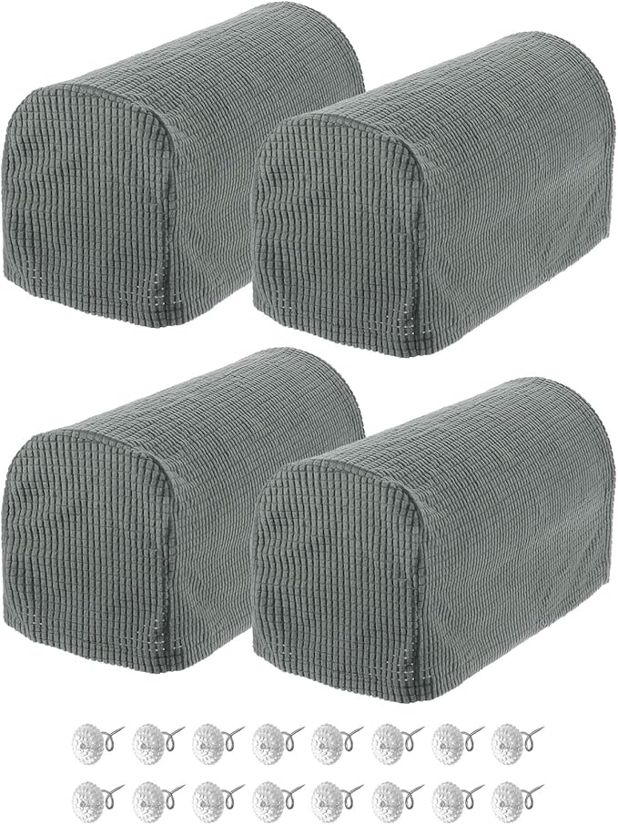 uxcell Stretch Armrest Covers Armchair Anti-Slip for Chairs Sofas Couch Arm Covers Recliner Sofa Light Gray 4 Pcs
