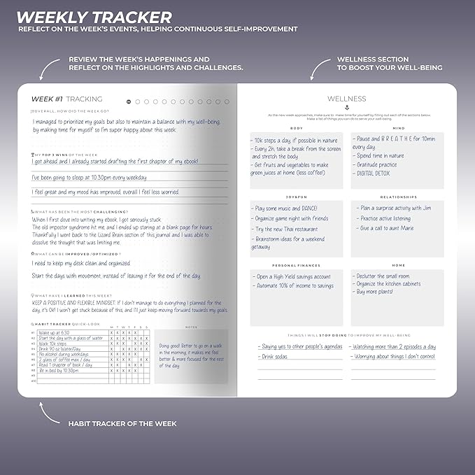 12 Week Focus Planner: High Performance Project Planner - Stay Focused and Achieve your Goals - Weekly and Daily Pages with Scientifically Proven Prompts - Undated, 7x10inch Black Hardcover