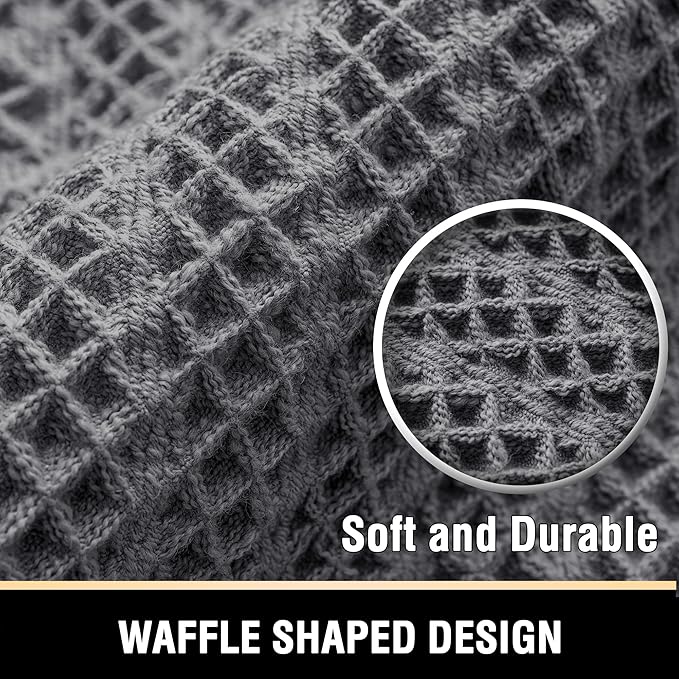 H.VERSAILTEX Waffle Bath Mat Super Absorbent Boho Bath Mat Non Slip Bath Rugs for Bathroom Floor Machine Washable Dry Fast Bathroom Rugs with Tassels, 17" x 24", Gray
