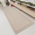 RESARE Waffle Bathroom Runner Rugs, Super Absorbent Bath Mat Non Slip Washable Quick Dry, Upgraded Ultra Soft Boho Bath Rugs with Tassels for Hallway Bedroom Laundry Room, 2'x5'(24"x60"), Pale Beige