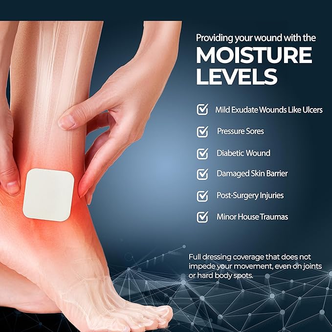 MED PRIDE Sterile Non-Adhesive Foam Wound Dressings, Highly Absorbent, Soft, Waterproof, Flexible for Hard Areas (6X6 Inch (Pack of 10))