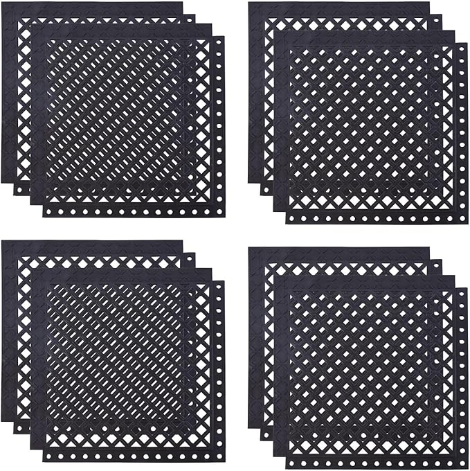 BESEA 8-Pack Interlocking Rubber Floor Mats, 21.6" Shock-Absorbing, Anti-Fatigue Tiles, Heavy-Duty, Waterproof & Anti-Slip, Modular Garage, Gym, Workshop Flooring