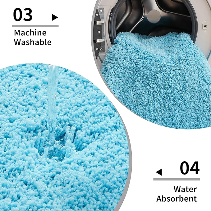 Teal Bathroom Rug 24x48 Non Slip Fluffy Bath Mat for Bathroom Floor Washable Plush Luxury Bath Rug for Tub Soft Shaggy Absorbent Shower Sink Mat