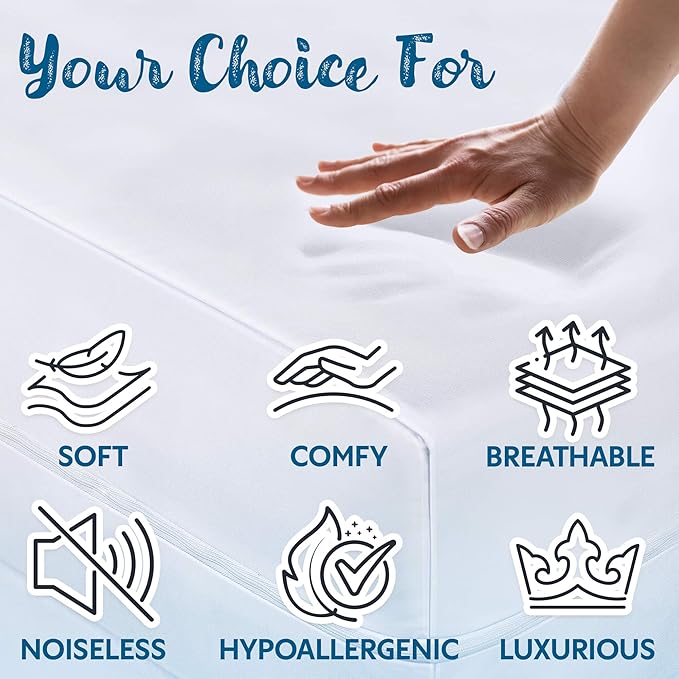 Guardmax Jersey Knitted Queen Zippered Mattress Encasement with Deep Pockets - Waterproof & Bed Bug Proof Mattress Protector - Comfortable, Soft, and Noiseless Zippered Bedding - (60 x 80 x 15)