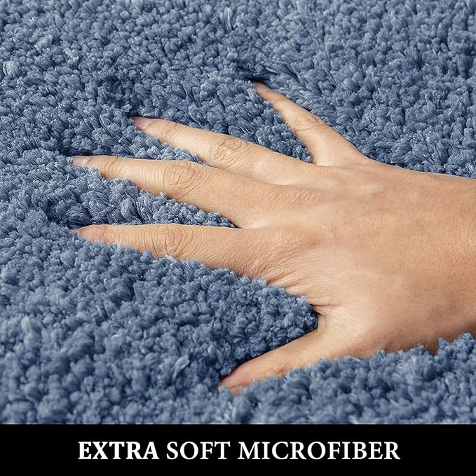 MIULEE Extra Thick Non Slip Bathroom Rug Shaggy Soft Bath Mat Plush Microfiber Absorbent Water for Shower Tub Machine Washable (Dusty Blue, 20x30 Inches)