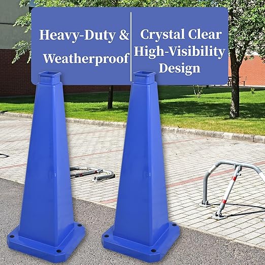 BESEA 6 Pack 28" Bright Blue Traffic Safety Cones with Weighted Base, High-Visibility Parking Cones for Driveways, Business Parking Lots, Garages, Indoor/Outdoor Use