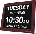 American Lifetime New 2025 Dementia Clock Large Digital Clock for Seniors, Alzeimer Clock Large Display with Custom Alarms, Clock with Day & Date for Elderly, Digital Calendar Mahogany, 15 Inch